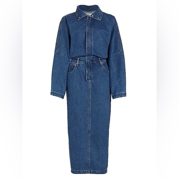 NWT Ronny Kobo Sebastian Denim Midi Dress Medium Wash Sz S - Picture 7 of 16